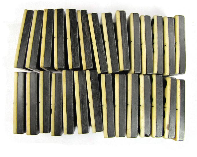 Civil War Era DOMINOES Rare Complete - Bone Faces and Ebony Wood Backs - Vintage Dominoes Set - Family Game Night - Collectible Militaria