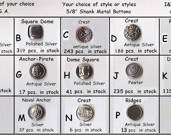 30 Metal 5/8" Buttons Silver, Pewter, Antique-Silver 15mm School Plays Buttons- medieval clothing Renaissance Faire Clothing