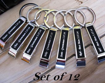 Personalize Groomsmen Bottle Opener - Laser Engraved - 12 Personalized Groomsman Gift