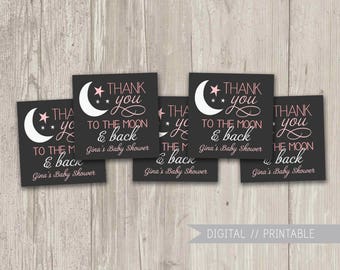 Love You to the Moon and Back Baby Shower Favor Tags | Printable