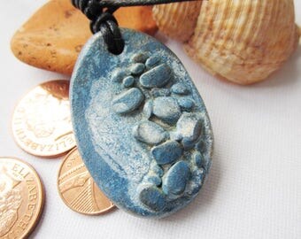 Rockpool, a beach inspired guys necklace, polymer clay mens necklace, mens cord necklace