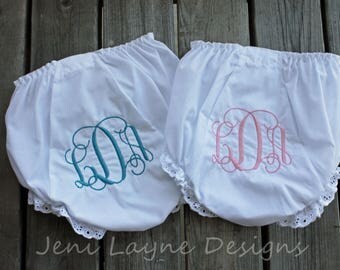 Monogrammed Bloomers- Infant/Toddler baby bloomers, diaper cover, monogrammed diaper cover, baby girl bloomers