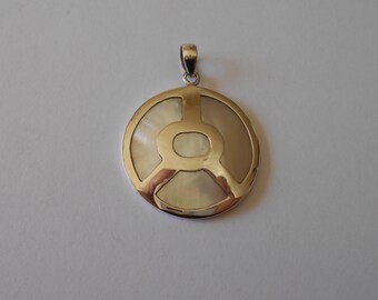 Handmade Sterling 925 silver and mother of pearl pendant.