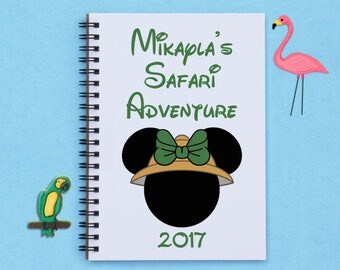 Personalized Disney autograph book, "Name's Safari Adventure," Minnie, 5"x7" autograph book, scrapbook, photo book, Disney World, Disneyland