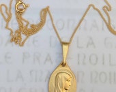 Necklace - Blessed Mother / Our Lady of Lourdes 14x21mm - 18K Gold Vermeil + 18 inch Gold Vermeil Chain