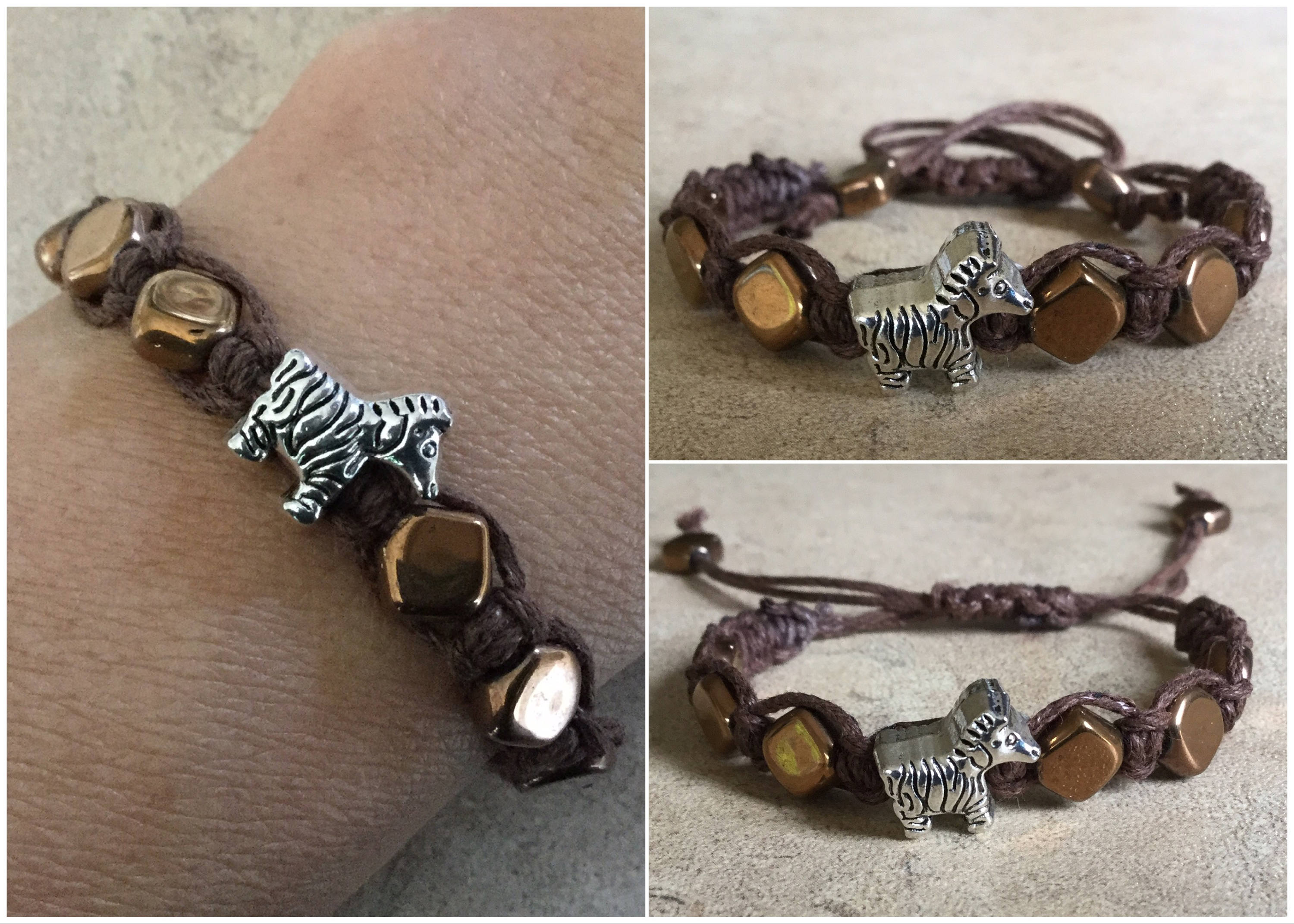 Zebra Bracelet. Shamballa Bracelet. Wildlife. Adjustable.