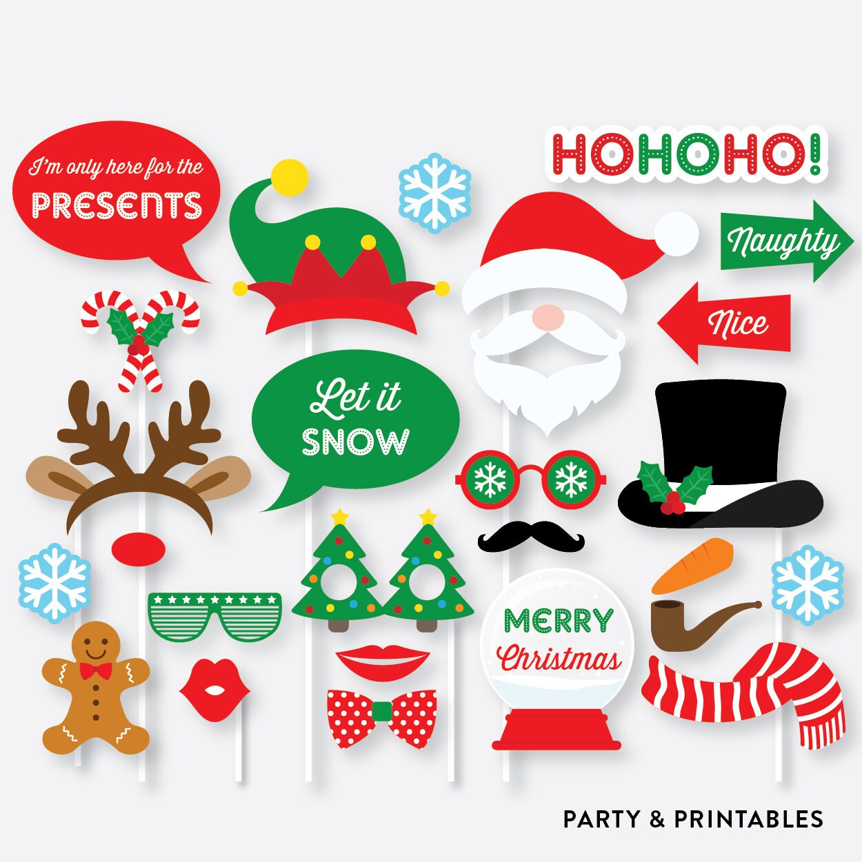 Instant Download Christmas Photo Booth Props and Sign