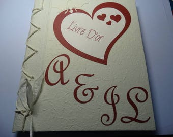 Ivory and Burgundy guestbook heart