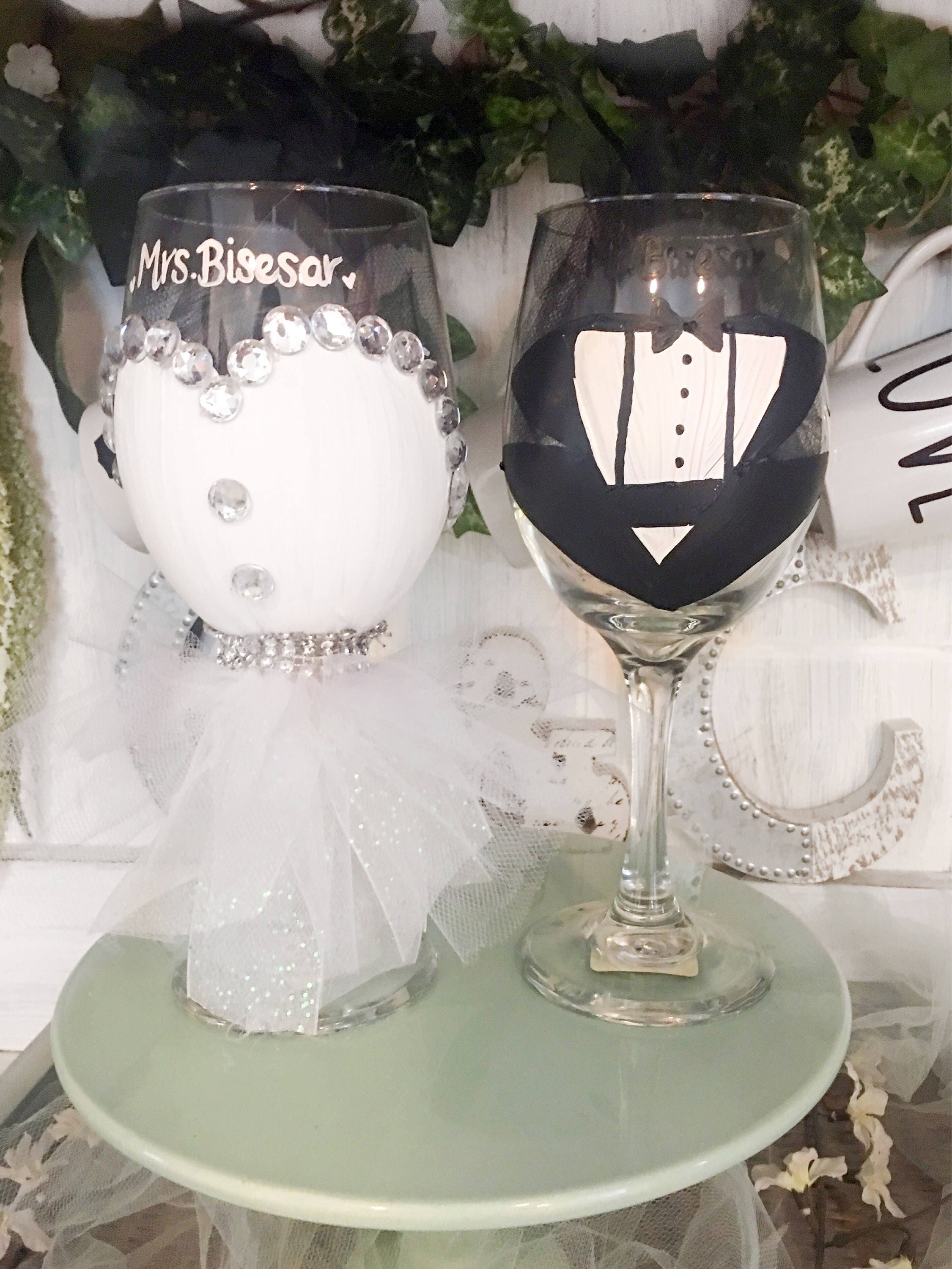 Bride And Groom Wine Glass For First Wedding Toast Bridal 