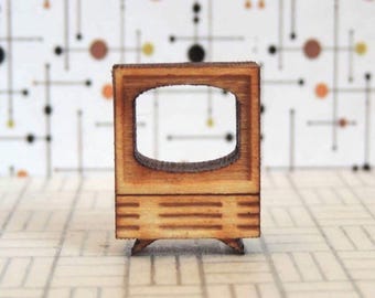 Quarter Scale TV KIT- 1:48, 1/4 Mid Century Modern Dollhouse Miniature