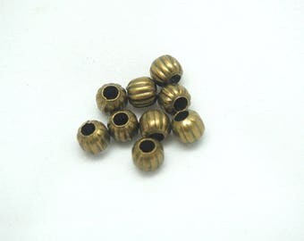 25 striation bronze 6mm round beads