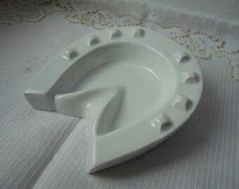 stunning vintage Limoges porcelain horse shoe shaped table ashtray
