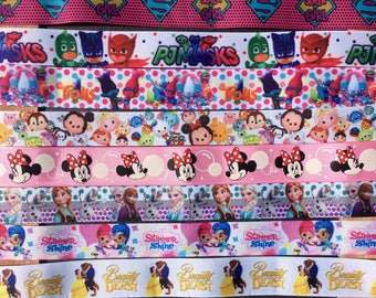 Ribbon Set, Mixed Lot Ribbon, Ribbon Grab Bag, Princess Ribbon, Trolls Ribbon, Minnie Ribbon, Super Girl Ribbon, Beauty and the Beast Ribbon
