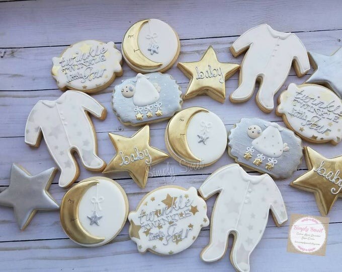 Twinkle twinkle little star baby shower cookies