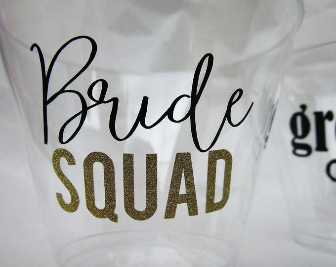 Bride Squad Cups / Bride Cup / Bachelorette Party / Bridal Party / Wedding Shot Glass / Bridal Party Favor / Bachelorette Party Custom Cups