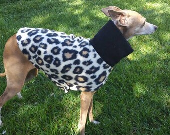 Italian Greyhound Clothing. Italian Greyhound Coat. Cheetah Jammie. Dog Clothing. Pet Clothing. Fleece Dog Coat. Dog jacket. Dog clothes.