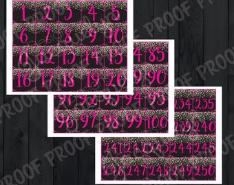 Paparazzi Accessories - Gold/Pink/Sparkles - Facebook Live Numbers - Forward & Reverse - 1 to 250 - Digital Download