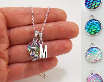 Mermaid charm necklace, mermaid scales, mermaid scale necklace, sitting mermaid charm, mermaid accessories, mermaid party favors, jewelry