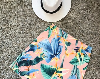 Pink mini skirt, printed skirt, floral skirt, summer skirt, size: S,M,L