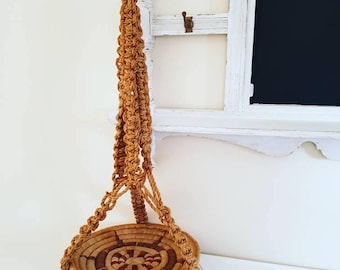 Hanging planter 1970s string macrame planter - vintage hanging planter