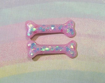 Pastel Goth Bone Clips, Creepy Cute Hair Clips, Pebbles Bone Clips, Holographic Bone Clips, Glitter Bone Clips, Rainbow Bone Clips