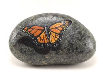 Painted Rocks - Painted Monarch Butterfly Rock - Garden Decor - Monarch Butterfly Stone - Rock painting - Monarch Butterfly #3