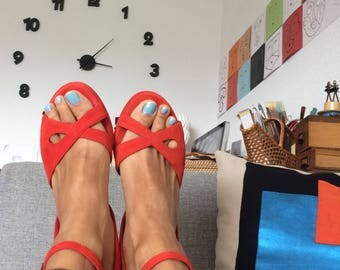 Vintage Nimal Scarlet Wedge Sandals / 70’ish Style/ / Size EUR 39