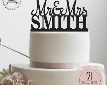 Personalized Wedding Cake Topper Mr and Mrs Last Name Customized Cake Topper Last Name Customized Wedding Cake Topper Groom Bride Topper D#3