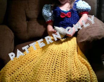 Princess Dress Blanket, Fairest Princess, Crochet pattern, Digital Download, PDF only, toddler, child, adult sizes
