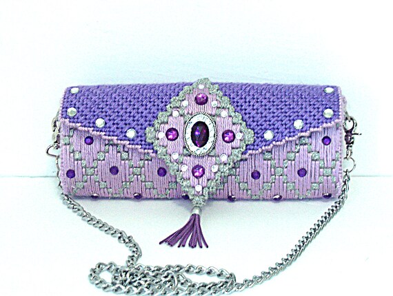 purple and silver clutch