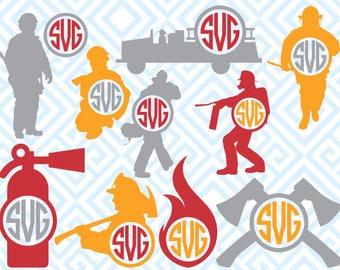 Firefighters Monogram, Digital Cutting Files, Svg Files for Silhouette, Cricut, Firefighters SVG, 12luna