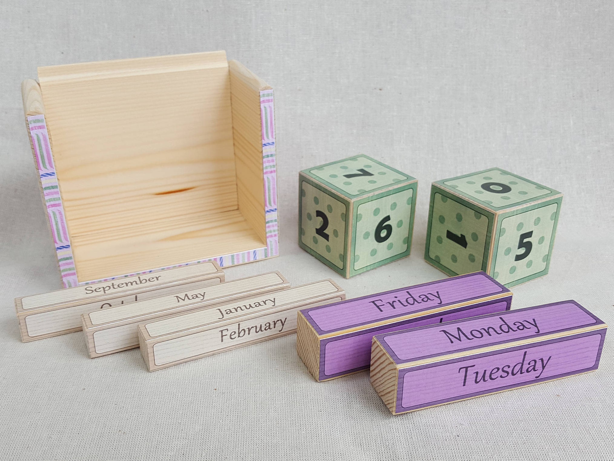 Calendar wood block perpetual calendar wood decoupage desk