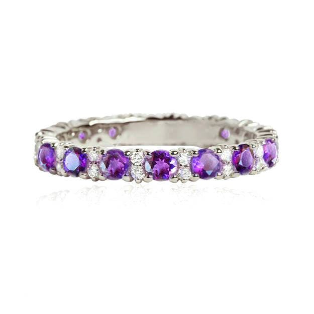 Amethyst Eternity Gold Ring. Eternity ring. Amethyst Ring.