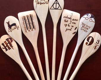 Harry Potter Woodburned Spoons