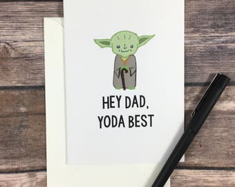 father's day card - yoda card - star wars card - funny dad card - card for dad from son - card for dad - cute dad card - dad bday -