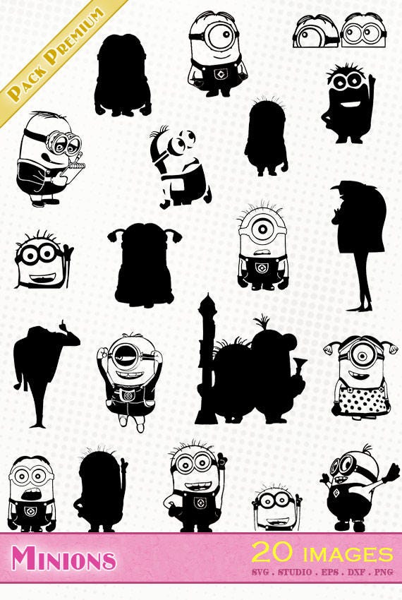 Download Minions 20 svg/dxf/eps/silhouette studio/png Silhouetten