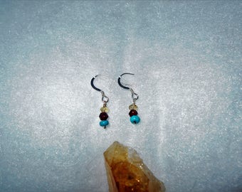 Stiring Silver Citrine Garnet Turquoise Dangles