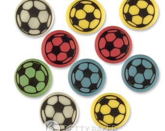 Assorted Colour Football Soccer Sugar Decorations - Cupcake, Cake, Cookie Sugar Decorations Toppers. Edible Footballs. Pack of 45.