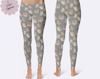 Sloth Leggings, Sloth Pants, Animal Leggings, Ladies Leggings, Unique Leggings, Print Leggings, Yoga Pants, Funny Leggings, Capri Leggings