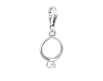 Engagement Ring Charm|Pandora Charm|Bracelet Charm|Sterling Silver Charm|Wedding Charm|Diamond Ring Charm|Charm Collection|Silver Bead