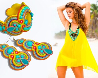 Soutache set, bracelet, soutache, earrings, bijouterie, jewelry soutache, FREE SHIPPING