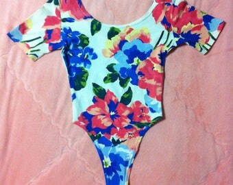 80s 90s Vintage Floral Bodysuit / Vintage Floral Bodysuit