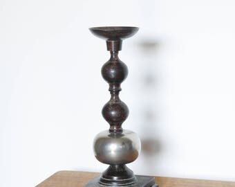 Unusual Vintage Candlestick. Composite Metals, Lovely Patina, Excellent Condition and Quality.