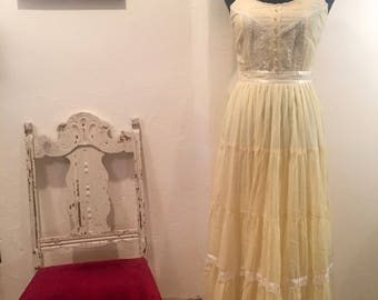 Yellow Gunne Sax Summer Maxi Boho Prairie Dress