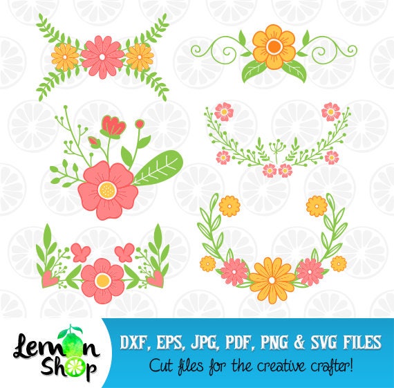 Floral Swag svg flowers monogram flower for silhouette