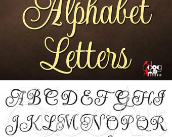 Elegant Script Alphabet SVG DXF Vector Cut Files Monogram Font Cuttable Letters Vinyl Iron On Heat Press Transfer Silhouette Cricut JB-180