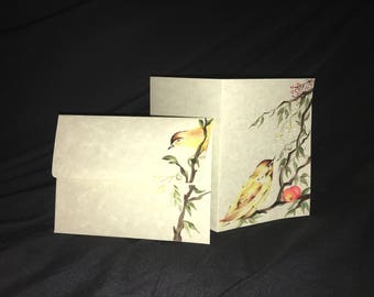 Postcard/ Bird Postcard /Hand painted Postcard/ New Year Postcard