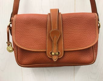 Vintage British Tan Brown Pebble Leather Purse Satchel Dooney & Bourke Shoulder Bag