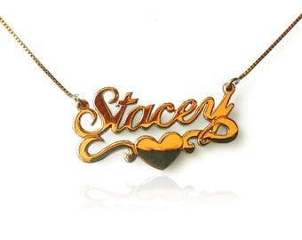 14k or collier personnalisé collier avec nom collier enfant collier garçon collier prénom collier jeune collier fille Stacey name necklace