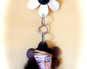 Necklace vintage art deco woman flower Designer